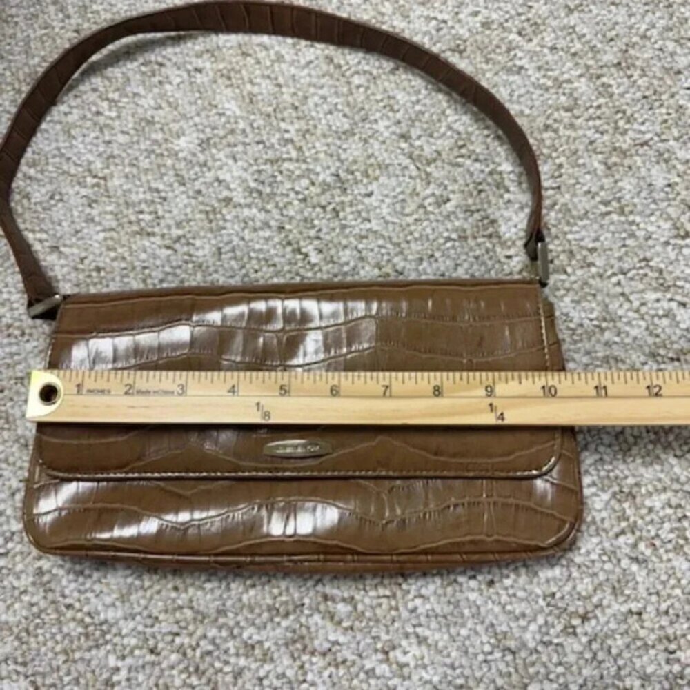 Jones New York Medium Tan Faux Alligator Shoulder Bag HandBag Pocketbook Credit - Picture 7 of 11